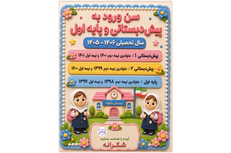 سن ورود به پیش دبستانی و پایه اول